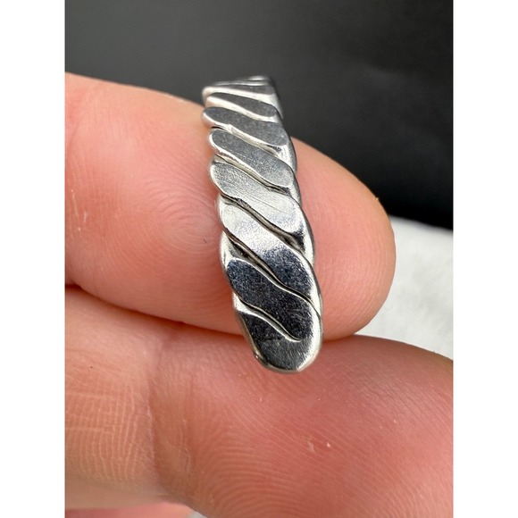 Vintage Flatten Chain Silver Tone Cuff Bracelet 5.5" - Picture 3 of 7